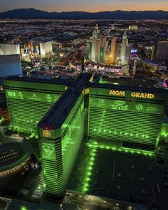 an aerial view of the mgm grand hotel and casino in las vegas, nv