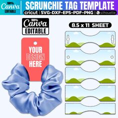 the scrunchie tag template is ready to be used for your design project