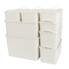 PRICES MAY VARY. 【Set of 8 Plastic Storage Bins】Includes 8 pack storage bins, 1 extra large, 1 large, 2 medium and 4 small. Extra Large Size: 14 x 10 x 9.4 inches. Large Size: 14 x 10 x 6 inches. Medium Size: 10 x 7 x 6 inches. Small Size: 10 x 7 x 4 inches. These various sizes cater to your storage needs for items of all sizes 【Durable & Aesthetic】Crafted from premium PET plastic, these lidded plastic containers are not just durable but also visually appealing in a chic white color, enhancing t Baskets For Closet, Organization Bins, Cube Drawers, White Bin, White Storage Box, Storage Bins With Lids, Kitchen Containers, Closet Cabinets, White Storage