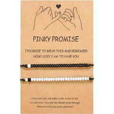 *Promise Bracelets For Couples-- Distance Bracelets Allow You To Feel Close To Your Loved One, No Matter The Distance. Feeling Together No Matter Where You Are & No Matter How Far With You, I Promise To Wear This Matching Bracelet And Remember How Lucky I Am To Have You. This Is Our Pinky Promise. *Long Distance Bracelets -- A Great Way To Show Your Love And Your Friendship. Keep One For Yourself And Give The Other To Your Best Friend, Sister, Brother, Mom, Dad, Lover, Or Keep Them Both For Your Matching Promise Bracelets, Long Distance Bracelets Touch, Distance Bracelets Couples, Couples Bracelets Long Distance, Couples' Black Promise Bracelets, Promise Bracelets, Bracelet For Couples, Long Distance Bracelets, How Lucky I Am