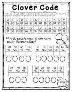 St Patricks Day Activity Sheets, St Patricks Day Worksheets, Math For Second Grade, March Worksheets, Math Worksheets 2nd Grade, March Math, St Patricks Day Crafts For Kids, St Patrick Day Activities, The Riddle