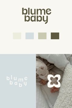 a baby laying on top of a white blanket next to the words blume baby