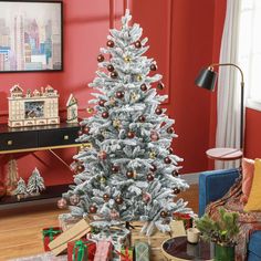 a decorated christmas tree in a living room