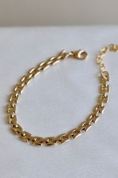 Unique square link chain bracelet Material: 24kt gold plate over brass All Natural Cleaners, Bachelorette Party Dress, Bracelet Shop, Link Chain Bracelet, Mothers Day Flowers, Dining Accessories, 24kt Gold, Gold Bracelet Chain, Bracelets For Women