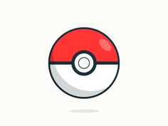 the pokemon ball is red and white, with a black outline on it's side