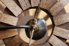 a close up of a wooden wind spin