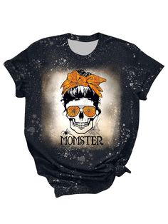 PRICES MAY VARY. Material: Funny Momster T-Shirts Are Made of Soft Polyester Blend Fabric, Lightweight, Stretchy, Breathable, Comfortable to Wear Features: Momster Letter Print, Skull With Cute Spider Messy Bun Graphic, Women Mom Ster Graphic T-Shirt, Halloween Holiday Shirts, Mama Bleached T-shirt, Vintage Mom Graphic Tees, Crewneck Distressed Tee, Mommy Tee, Casual Short Sleeve Shirt, Loose Fit Summer Fall Tops Match: You Can Pair This Casual Mom Shirt With Your Favorite Shorts, Skinny Jeans, Halloween Shirts For Women, Spider Shirt, Funny Skull, Mom Graphic Tees, Halloween Graphic Tees, Bleach T Shirts, Vintage Mom, Halloween Shirts, Funny Mom Shirts