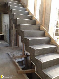 a set of stairs in an unfinished building