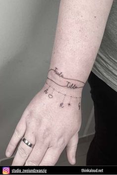 a woman's hand with a small tattoo on the wrist that says, i love you