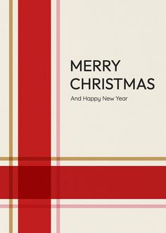 a red plaid christmas card with the words merry christmas and happy new year