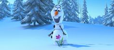 a cartoon character is standing in the snow