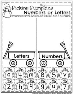 a pumpkin themed worksheet for numbers and letters