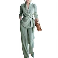 Everyone has the right to pursue beauty. ZANZEA's multiple colors and sizes provide every lady with the right to choose beauty. ZANZEA Womens Lapel Collared Tie Waist Formal Blazer Coat Jacket Wide Leg Pants Trousers 2Pcs Sets Suits Package included:1 Suit(Blouse+Pants) Material:95% Polyester+5% Spandex Colors:Black,Beige,Green Sleeve Length:Full Sleeve Neckline:Turn-Down-Collar Pattern:Solid Color Waistline:Elastic waist Thickness:Thin Decoration:Side Pockets,Lace-Up Style:Leisure,Bohemian,Retr Outfit Oversize, Wide Leg Pants Outfits, Formal Blazer, Leg Pants Outfit, Womens Clothing Patterns, Work Suits, Women Office, Casual Suit, Pantalon Large