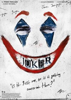 the joker movie poster has been altered to look like it is smiling