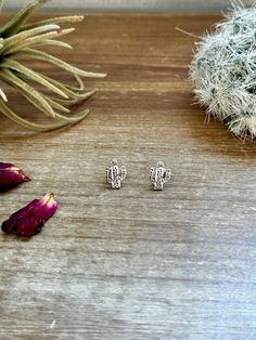 Mini cactus earrings stud sterling silver  not made by The Bijoux FAB - we are adding new items to compliments our existant collection Tie Accessories Men, Hair Tie Accessories, Mini Cactus, Cactus Earrings, Wild Rag, Western Jewelry, Earrings Stud, Jewelry Earrings Studs, New Items