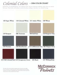 the color chart for colonial colors