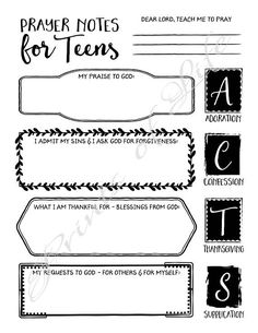 the printable prayer notes for teens