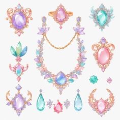 Premium Vector | A collection of jewellery from the collection of the designer How To Draw Jewelry, Crown Illustration, Jewelry Sketch, Crown Drawing, Sketchbook Inspo, Jewellery Design Sketches, Jewelry Design Drawing, Clothes Jewelry