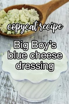 Big Boy's Blue Cheese Dressing - When you need a rich, creamy dressing as a dip for wings and veggies or for a wedge salad, look no further. Doubling down on dairy and adding in sour cream along with blue cheese makes this copycat dressing crazy good. | CDKitchen.com Healthy Dressings, Blue Cheese Vinaigrette, Dressing Recipes Thanksgiving, Steak And Ale, Homemade Spice Mix