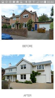 before and after shots of a house