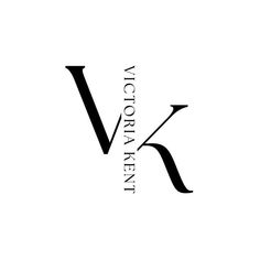 the logo for victoria kent is shown in black and white, with an elegant font