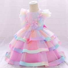 Pink Playful Princess Dress With Ruffles, Sweet Pink Princess Dress With Ruffles, Sweet Ruffled Skirt For Party, Multicolor Princess Dress With Ruffles For Birthday, Multicolor Princess Dress With Ruffles, Multicolor Ruffled Princess Dress, Cute Light Blue Princess Dress With Ruffles, Cute Blue Party Skirt, Playful Multicolor Princess Dress With Ruffles