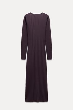 COMBINATION RIB KNIT DRESS Rib Knit Dress, Dark Burgundy, Trench Jacket, Ribbed Knit Dress, Dress With Long Sleeves, Shirt Blouses Tops, Leather Shirt, Dress With Cardigan, Zara United States