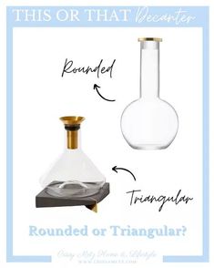 a glass flask and a test tube with the words rounded or triangular