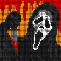 a pixellated image of a man with a mask on