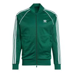 adidas Adicolor Classics SST Track Jacket 'Green' IR9863 Green Sporty Track Jacket With Ribbed Cuffs, Sporty Green Track Jacket With Ribbed Cuffs, Adidas Moisture-wicking Track Jacket, Adidas Moisture-wicking Sportswear Track Jacket, Green Athleisure Outerwear With Ribbed Cuffs, Adidas Moisture-wicking Track Jacket For Streetwear, Adidas Sporty Track Jacket With Logo, Adidas Functional Track Jacket For Streetwear, Adidas Technical Track Jacket For Streetwear