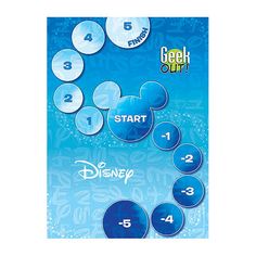 a poster with numbers and mickey mouse faces on the front, including one for each disney character