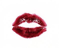 a red lipstick kiss on a white background