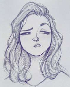 a drawing of a woman's face with her eyes closed