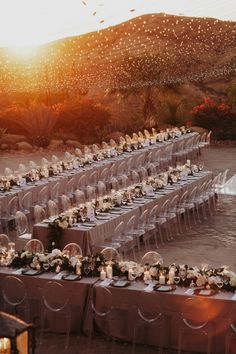 a long table is set up for an event