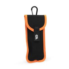 an orange and black case with a clip on the side for a cell phone or mp3 player