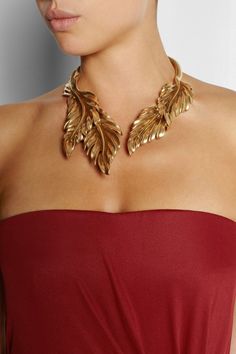 Pinterest Jewelry, Leaf Necklace, Brass Jewelry, Gold Plated Necklace, Pretty Jewellery, Collar Necklace, Necklace Designs, Beautiful Jewelry