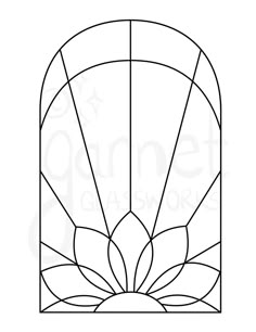 an art deco style window in black and white, with the top half cut out