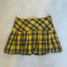 Bought From The Coolest Boutique In Nyc For Around $75. Never Worn Trendy Yellow Lined Skirt Bottoms, Trendy Yellow Lined Skirt, Yellow Pleated Tennis Skirt For Spring, Yellow Fitted Tennis Skirt For Summer, Casual Yellow Skirt, Spring Yellow Pleated Tennis Skirt, Trendy Yellow Lined Skort, Casual Yellow Skirted Bottoms, Yellow Cotton Skort With Lined Skirt