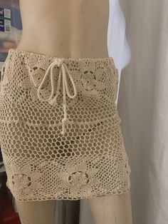 Mini Beach skirt handmade crochet  vintage lace boho skirt size8-10 cotton yarn women clothing Long Crochet Skirt, Holiday Skirt, Hippie Skirt, Skirt Beach, Chic Skirt, Holiday Skirts, Hippie Skirts, Beige Skirt, Crochet Idea