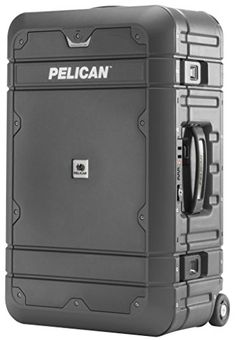 the pelican transport case is shown with wheels