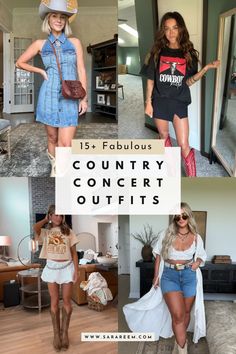 Looking for the perfect country concert outfits? Check out these stylish and cute outfit ideas that are sure to make you shine at any country concert.  Heading to a country concert and unsure what to wear? Get ready to explore a variety of country concert outfit ideas that are perfect for any event, be it a big stadium show or a local fair. These western-inspired looks will help you rock the concert in style. So grab your cowgirl boots and let’s dive into some amazing outfit inspo! Dresses And Cowgirl Boots Outfits, Cute Country Music Concert Outfits, Gavin Degraw Concert Outfit, Country Concert Outfit Lainey Wilson, Subtle Country Concert Outfit, Country Concert Attire For Women Over 40, Country Concert Shorts Outfit, Cute Summer Country Concert Outfits, Summer Concert Outfit Ideas Country