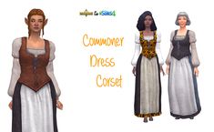 an image of two women dressed in medieval clothing and text that reads, cowmer dress corset