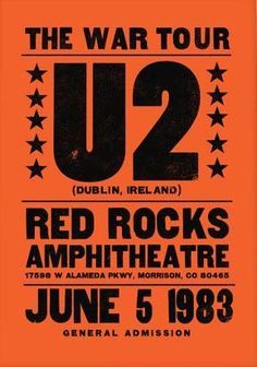 U2 Poster, Rock Day, Art Brochures, Concert Poster Design, Through A Window, Red Rock Amphitheatre, Vintage Concert Posters, Vintage Music Posters, Red Rocks