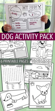 printable dog activity pack for kids to practice their handwriting and writing skills with the help of