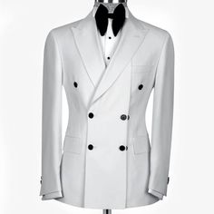 Material: Polyester On The Site Www.Nanaloafers.Com Link In Bio Sizes 34r-50r Reasonable Offers Accepted Designer White Party Suits, Elegant White Double Breasted Suit For Formal Occasions, Elegant White Double-breasted Suit For Semi-formal Events, Timeless White Tuxedo For Business, Luxury White Suit For Evening, Luxury White Evening Suit, Luxury White Double Breasted Suit For Work, Designer White Suit For Work, Luxury White Evening Tuxedo