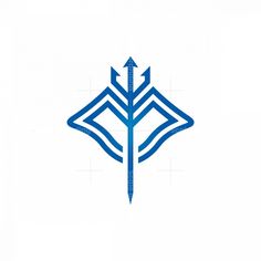 an arrow is in the middle of a blue and white logo with arrows on it