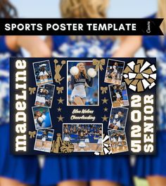 Looking to create a standout Senior Night Cheer Poster? With this customizable Canva Sports Poster Template, you're in control. Match your school's colors, choose your fonts, and craft a memorable keepsake in minutes. Don't miss out on commemorating this special event--design your perfect poster now! ○ SPECIFICATIONS Template 1 (3:2 Ratio) for printing: 6x4" | 12x8" | 18x12" | 24x16" | 30x20" | 36x24" Template 2 (4:3 Ratio) for printing: 8x6" | 12x9" | 16x12" | 20x15" | 24x18" Template 3 (5:4 Ra Poster Ideas For Cheerleaders, Intrams Poster, Cheer Senior Night Posters, Senior Night Posters Cheerleading, Senior Night Cheer, Cheer Senior Night, Senior Poster, Senior Board, Senior Cheerleader