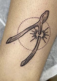 a tattoo on the leg of a person with scissors