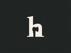 black and white logo with the letter h