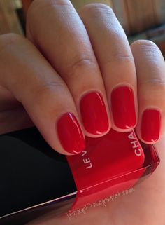 Chanel in #510 Gitane + Comparisons Cute Red Nails, Types Of Red, Bottle Picture, Red Jelly, Nail Colours, Warm Red